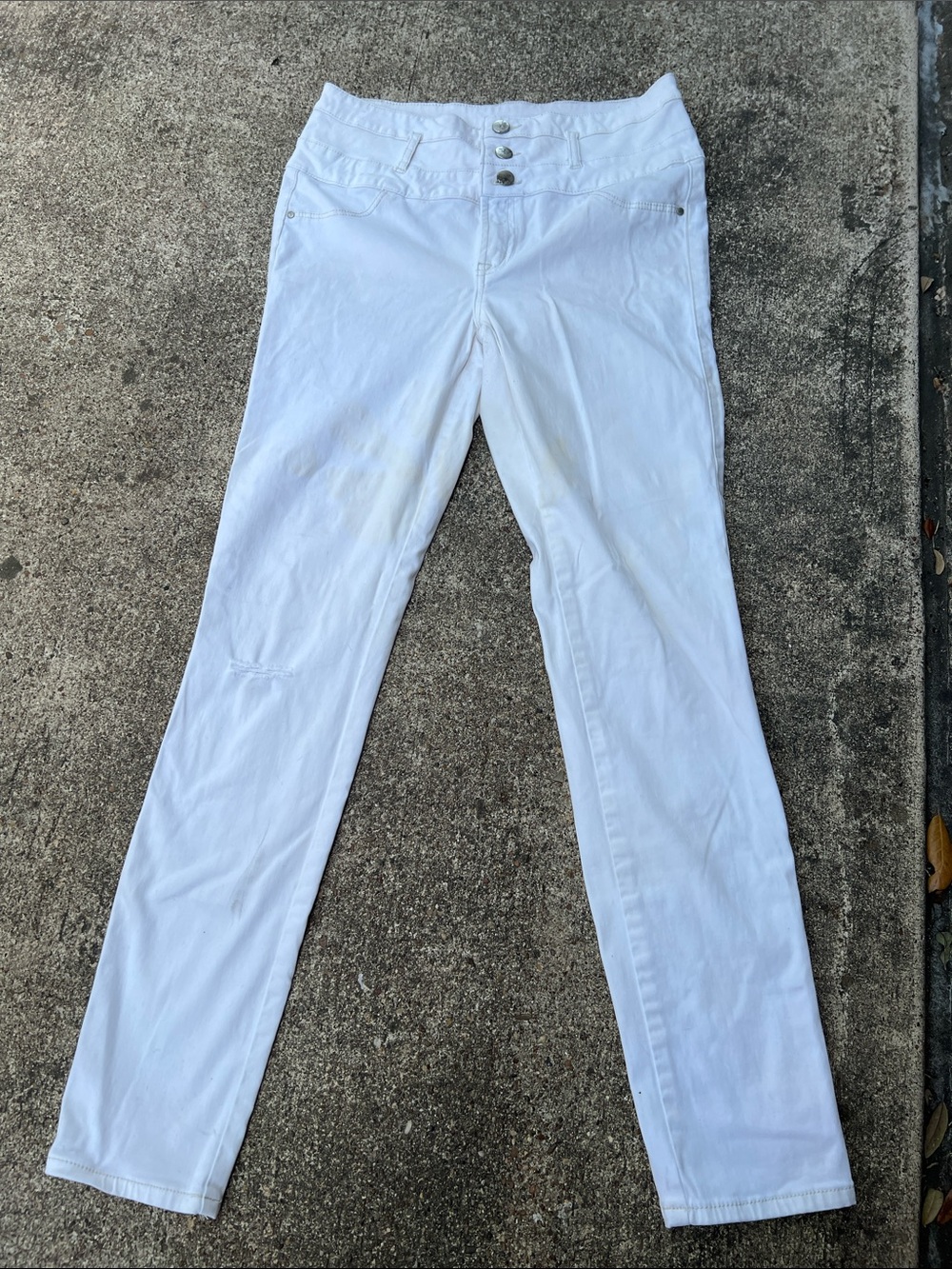 White High-Waist Slim Pants